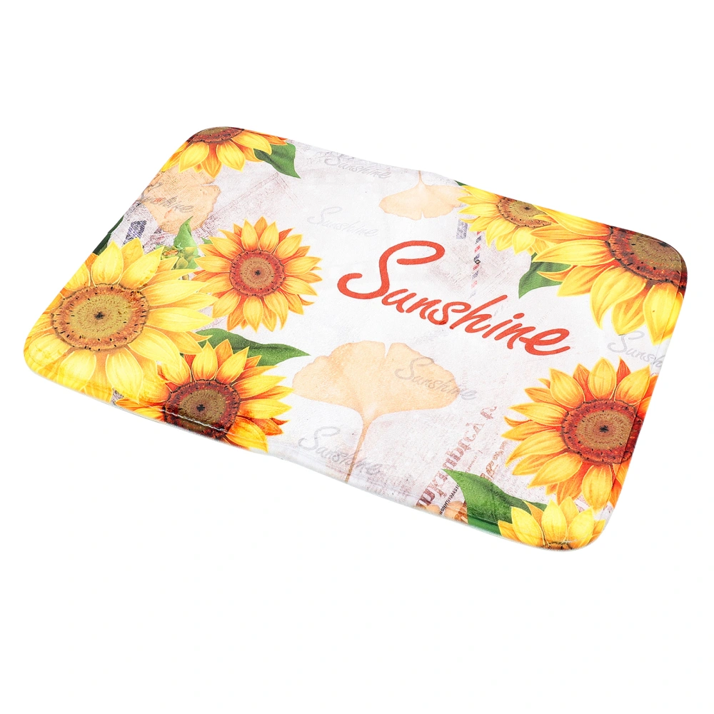 Anti-skid Bathroom Mat Polyester Door Mat Sunflower Pattern Entryway Mat Bathroom Accessory