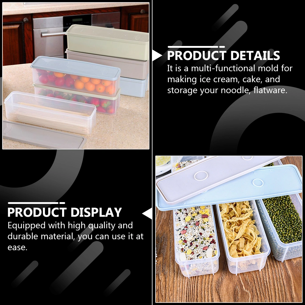 2pcs Plastic Ice Cream Tubs Boxes Dustproof Noodle Boxes Ice Cream Containers