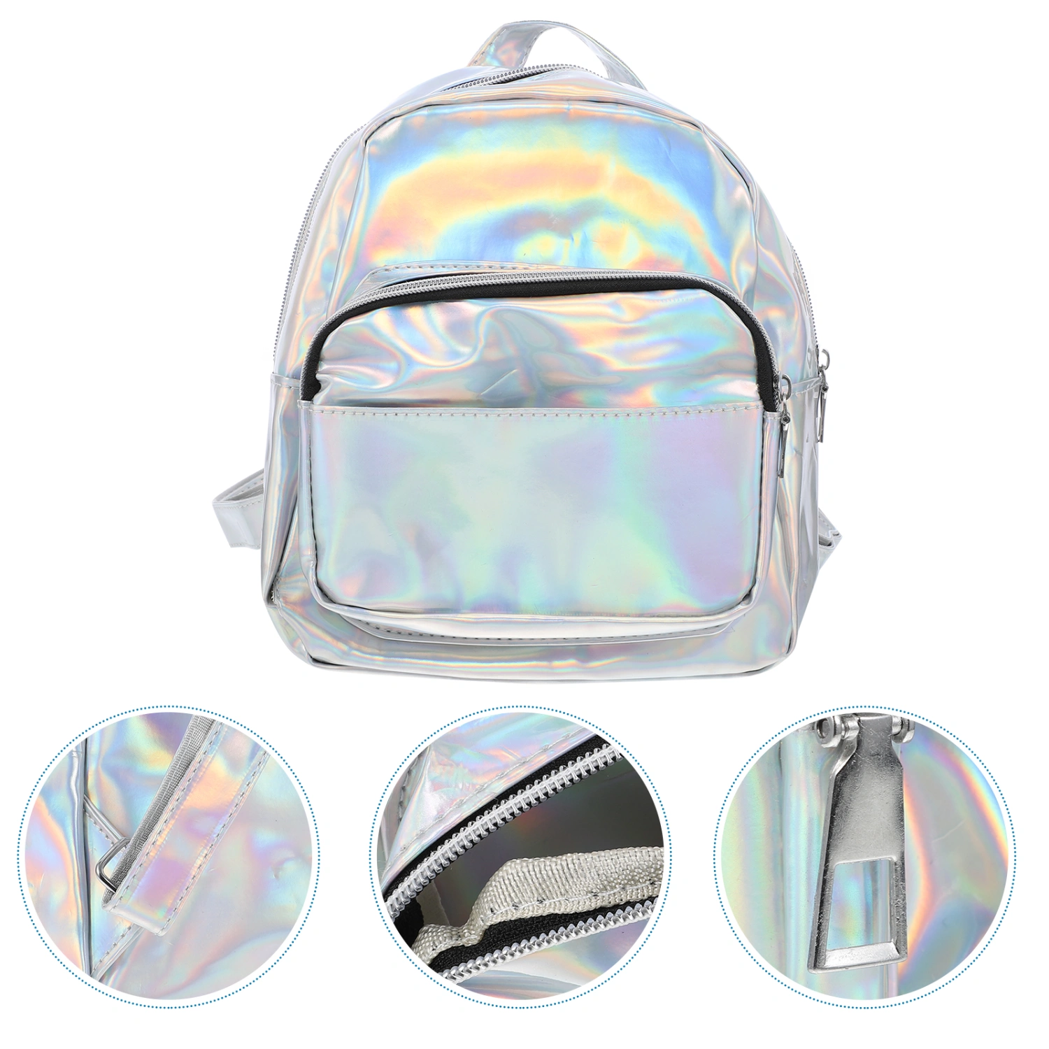 Cartoon Backpack Glossy Casual Bookbag Fashion Charming Travel Bag Anti-theft Backpack (Silver)
