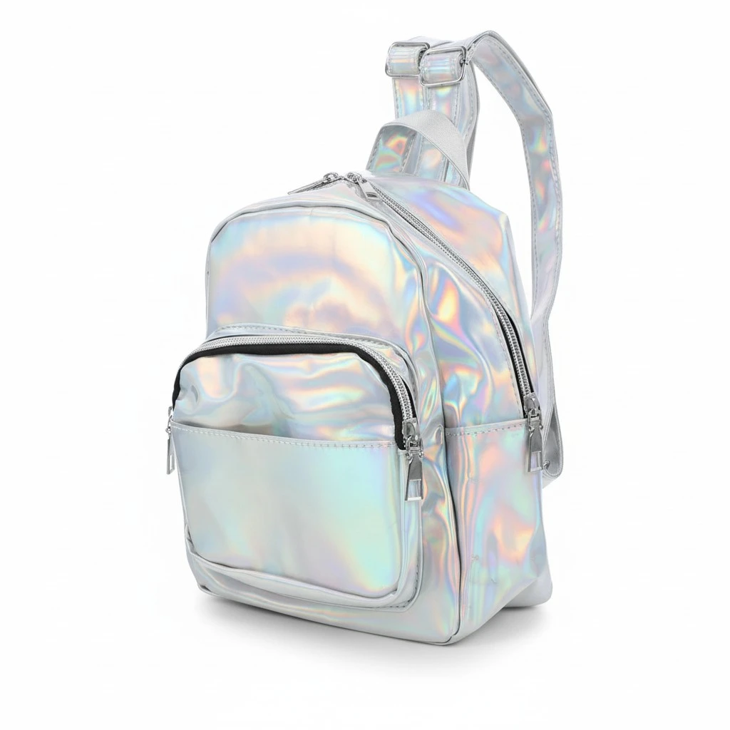 Cartoon Backpack Glossy Casual Bookbag Fashion Charming Travel Bag Anti-theft Backpack (Silver)