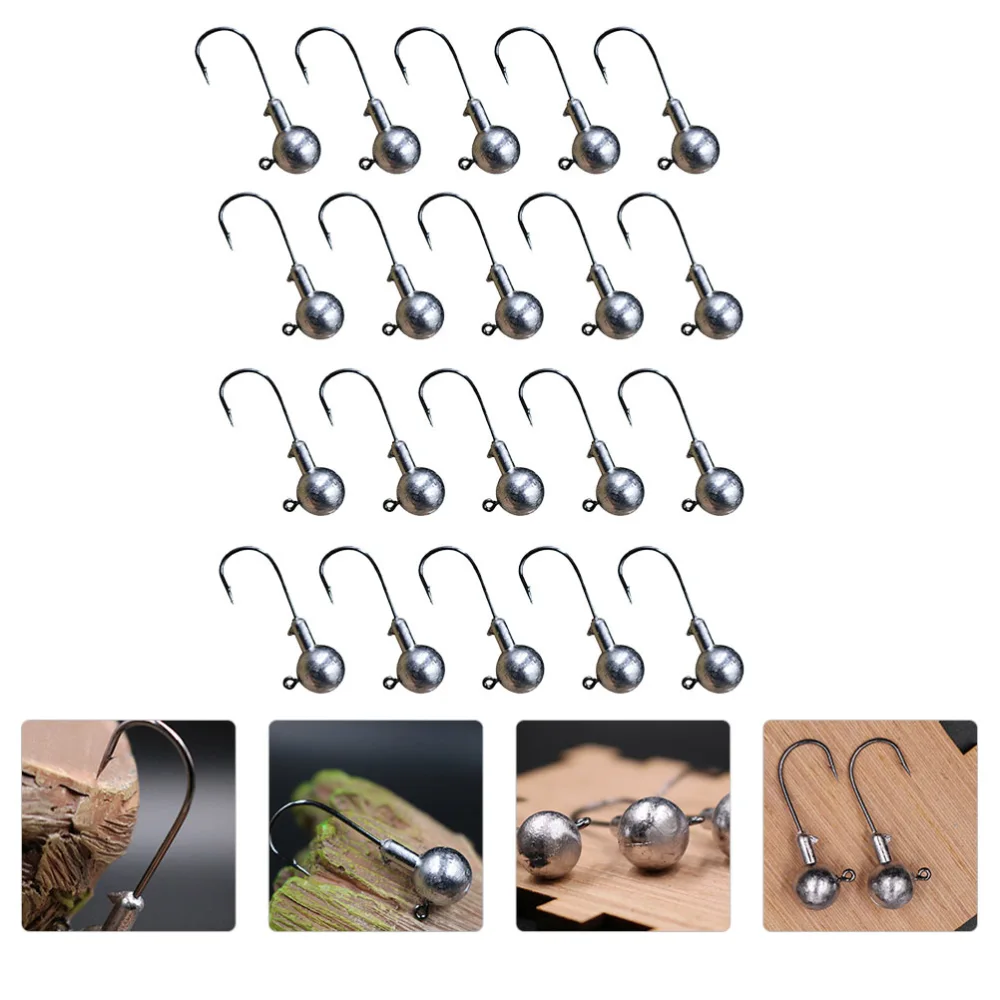 50 Pcs Lead Ball Fishing Hooks Sturdy Lead Headed Fishing Lure Hook Fishing Tool