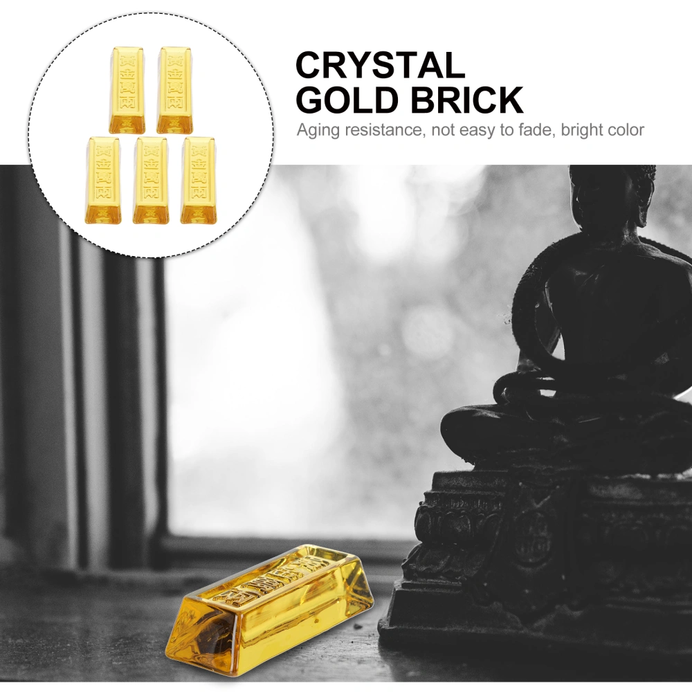 5Pcs Crystal Gold Bars Simulation Gold Bullion Decors Fake Gold Bricks Ornament