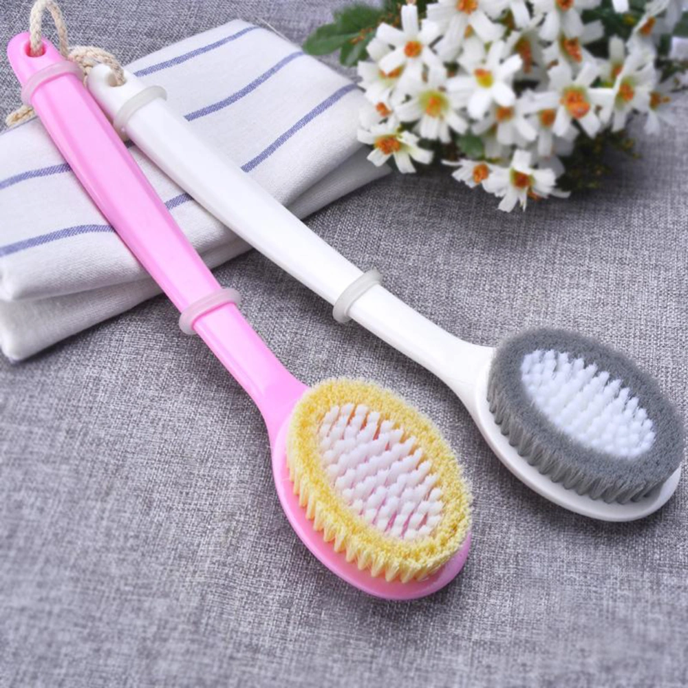 Hanging Bath Shower Back Brush Exfoliating Long Handle Body Brush Resin Massager Scrubber (White)