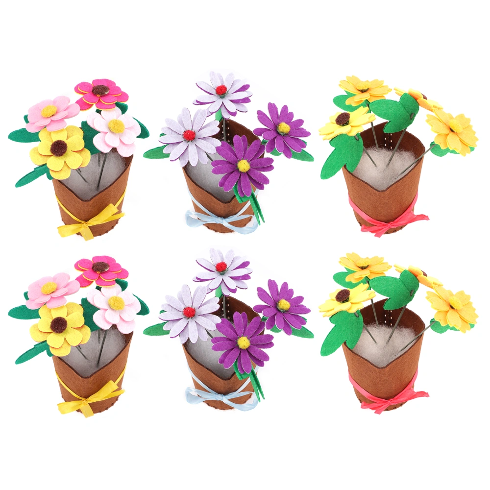 6pcs DIY Non-woven Flowerpot DIY Craft Project Flowerpot Craft Kit for Kids