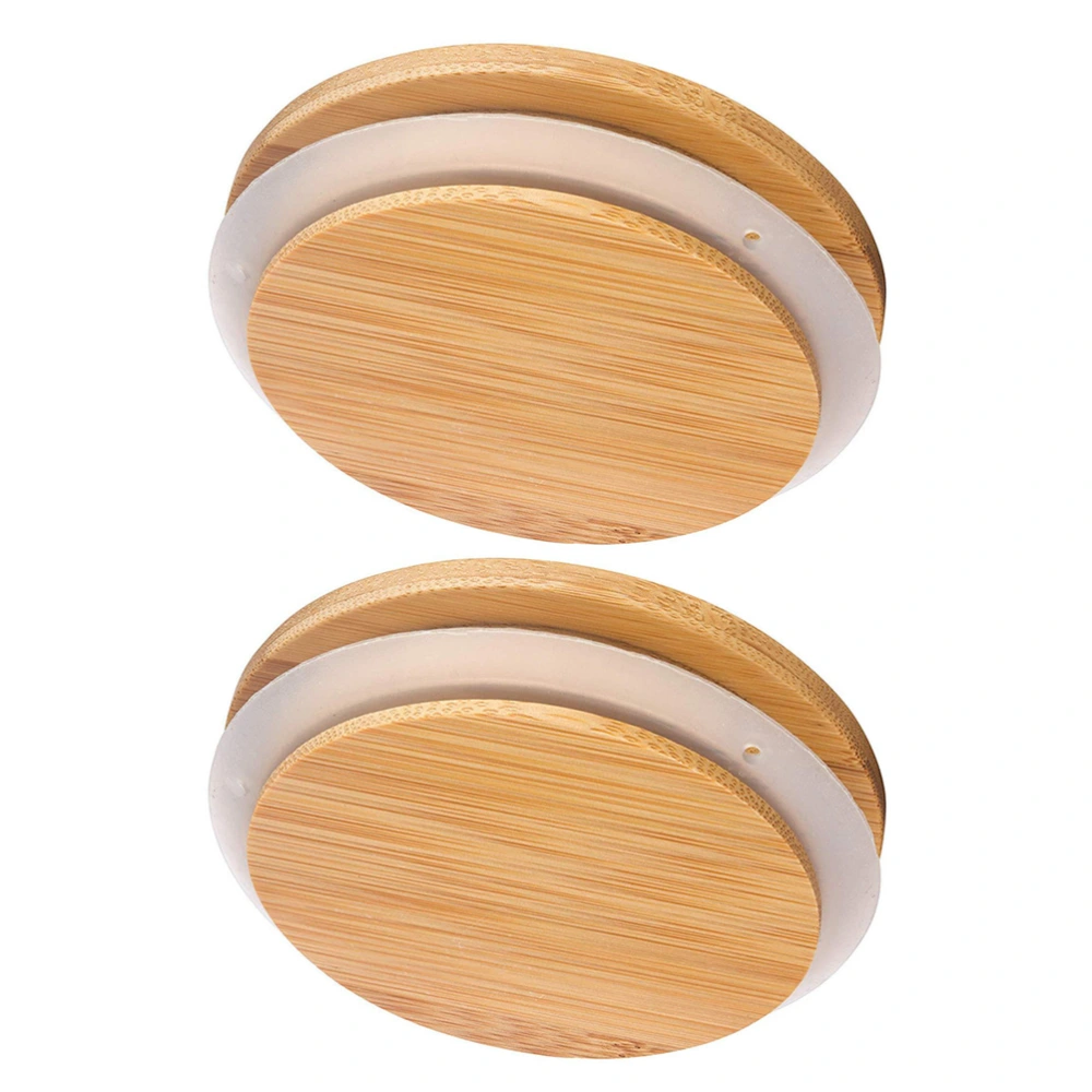 2Pcs Bamboo Lid Sealed Glass Tube Accessories Storage Glass Bottle Cover