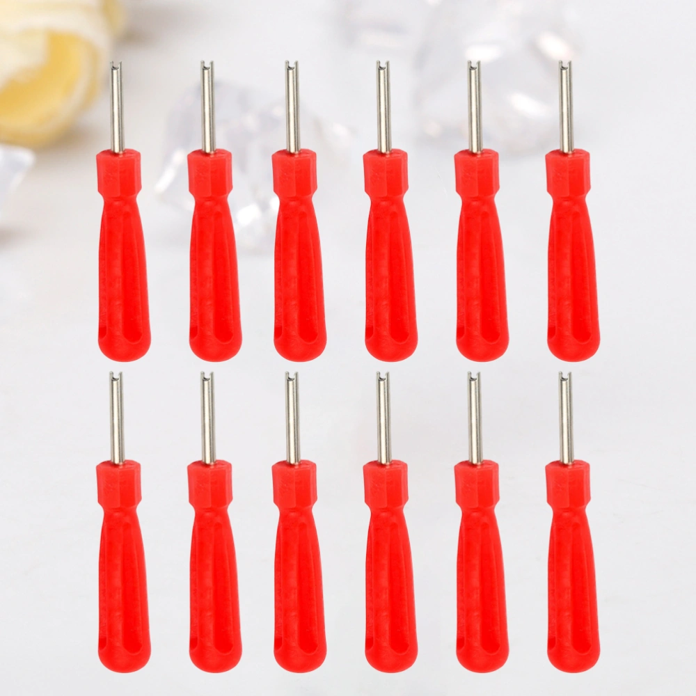 24Pcs Plastic Handle Car Core Removal Single Head Tire Repair Tools for Bike Electrocar(Red)