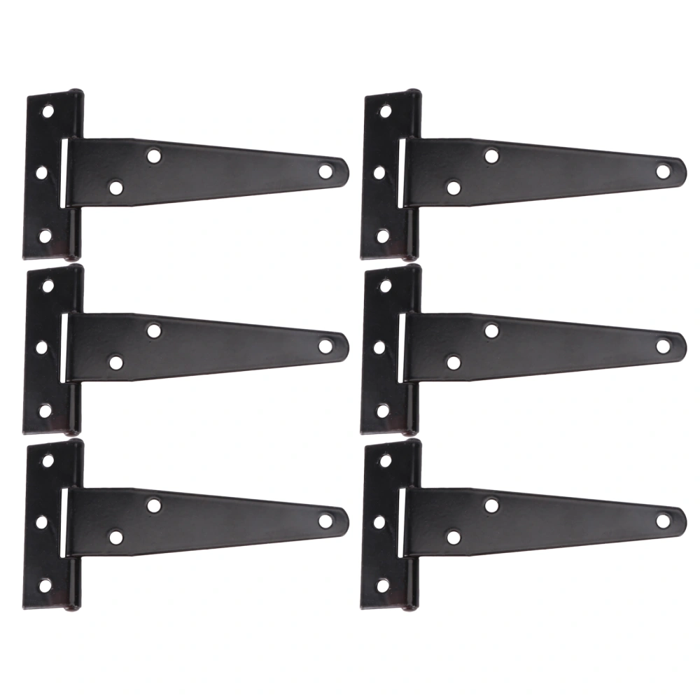 6PCS 4 Inch T Shape Rustproof Iron Light Duty Shed Hinge Gate Strap Hinge Door Gates Hinges(Black)