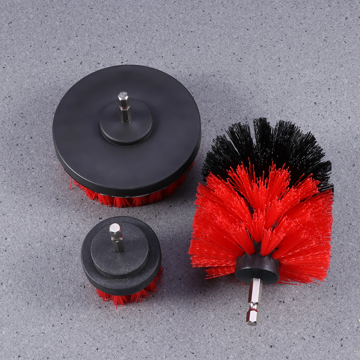 3pcs Durable Nylon Drill Cleaning Brush Attachments Multifunction Power Scrubber Brush Drill Attachment Kit for Car Tile Grout Flooring Brick Ceramic Marble Bathroom Cleaning (Red)