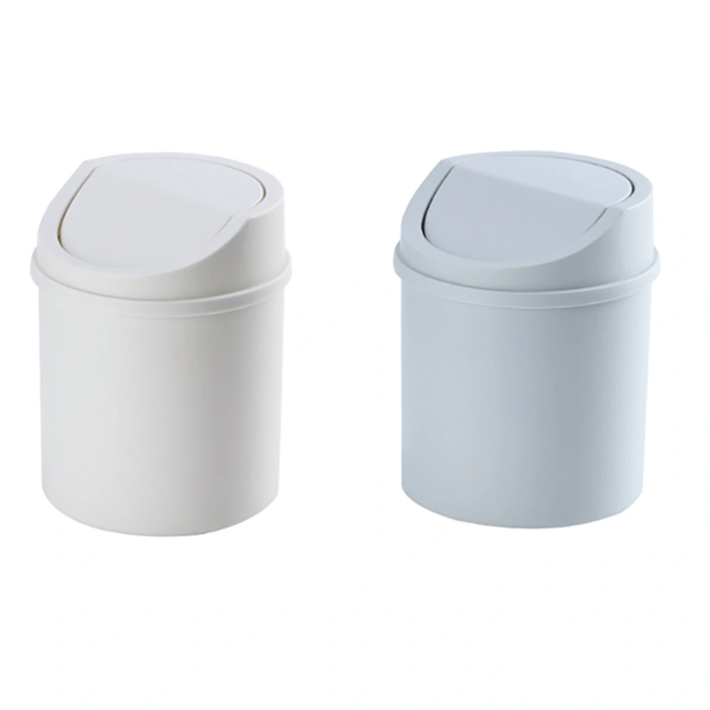 2pcs Desktop Mini Trash Cans Garbage Bins Plastic Rubbish Containers with Cover