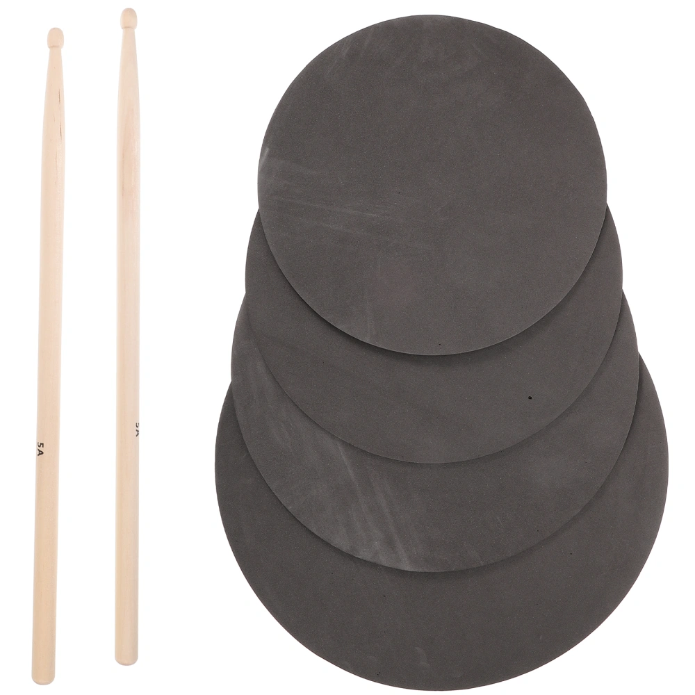 1 Set Drum Practice Pad Kit Practice Drum Pad Set Portable Silencer Pads and Drum Stick Kit