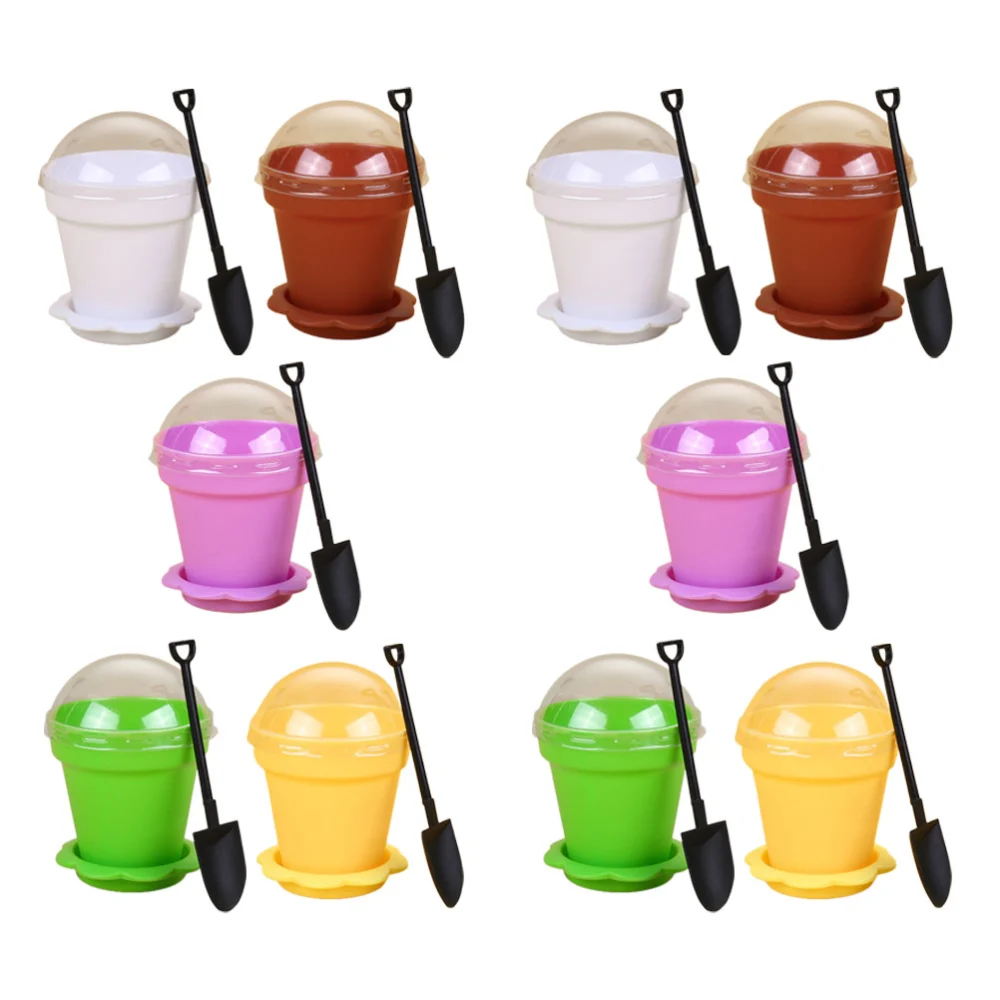 10 Sets Dessert Beverage Cups Plastic Dessert Visible Cups Small Flowerpots