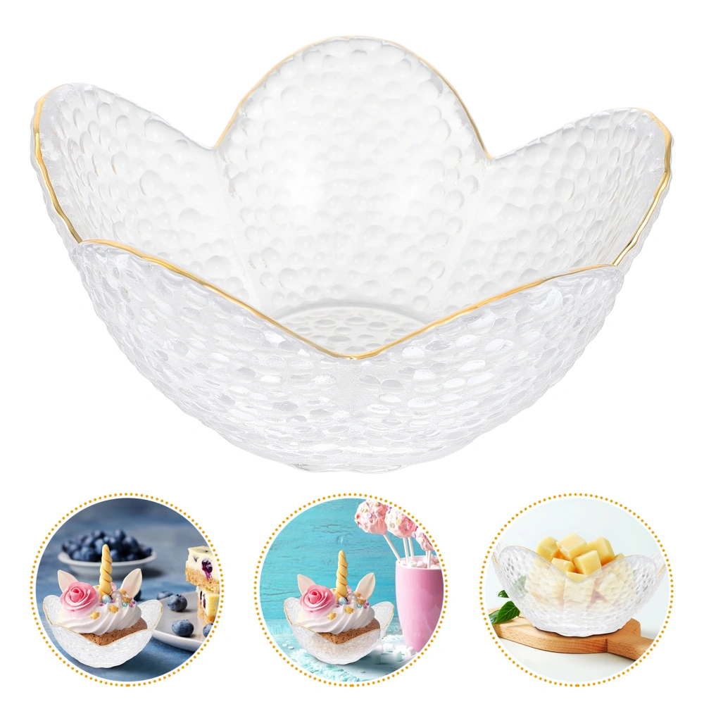 1pc Lotus Fruit Plate Glass Fruit Plate Candy Storage Plate Home Tableware