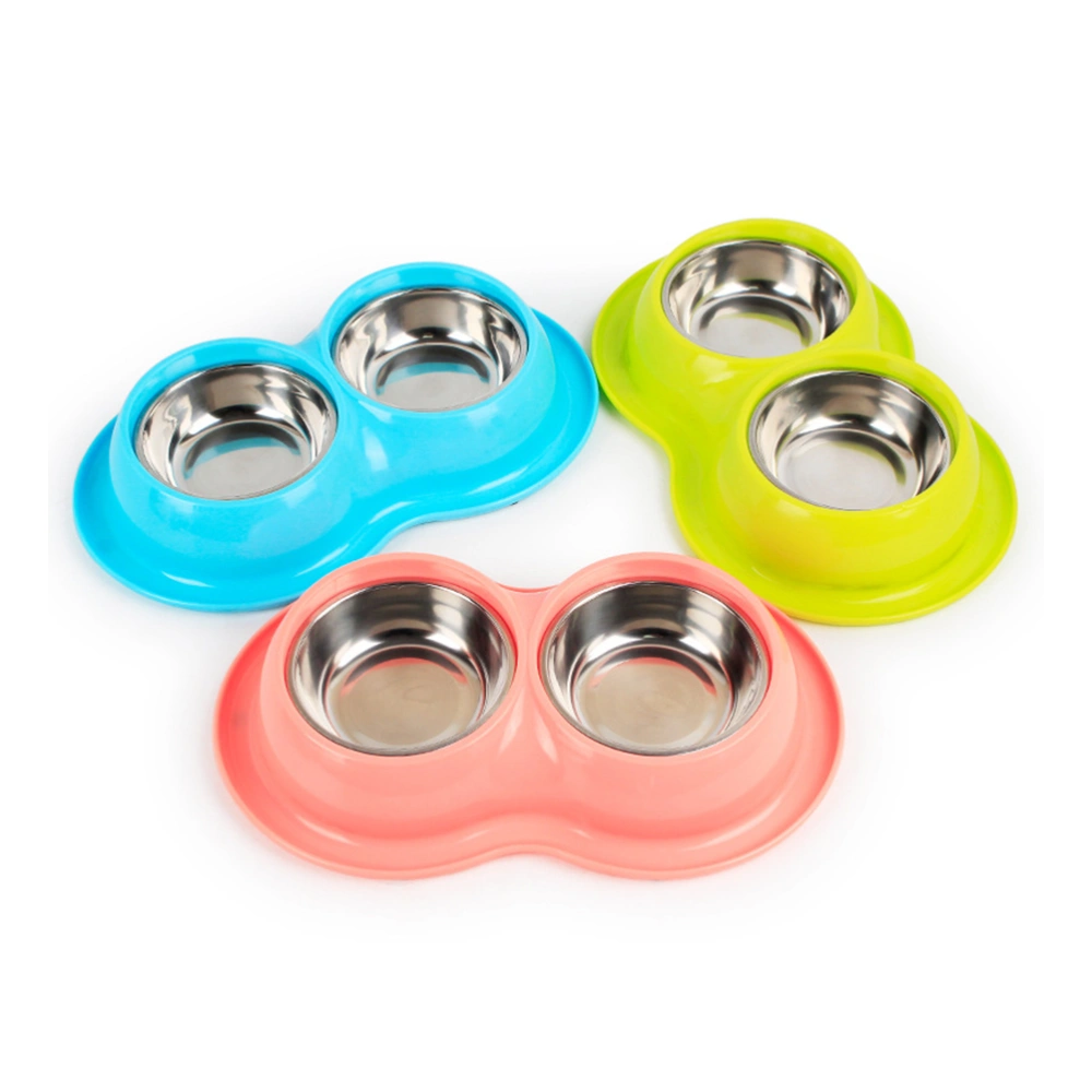 Anti-ant Two-in-one Circular Pet Double Bowl Dog Bowl Cat Feeder Pet Bowl (Random Color)