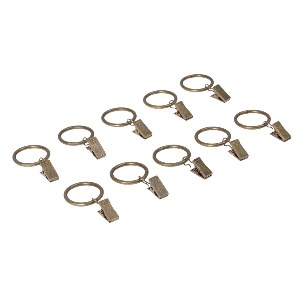 20 PCS Rustproof Drapery Iron Rings with Hooks Curtain Metal Loops with Clips 4mm x 40mm (Bronze)