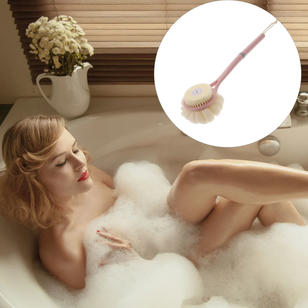 1pc Long-handled Supple Hair Bath Ball Body Cleaner Shower Scrubber Ball