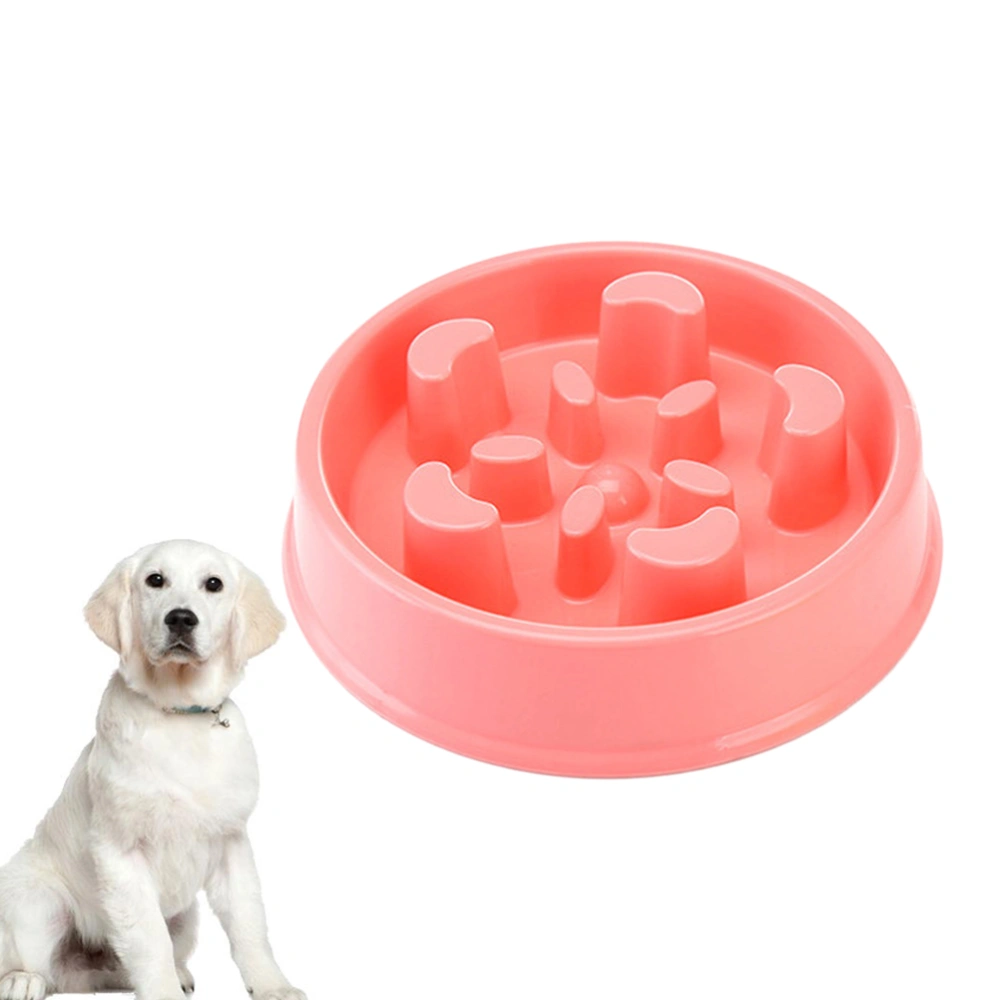 1Pc  Plastic Pet Slow Feeder Bowl Food Container for Home Cats Small Medium Dogs Feeding Device(Pink)