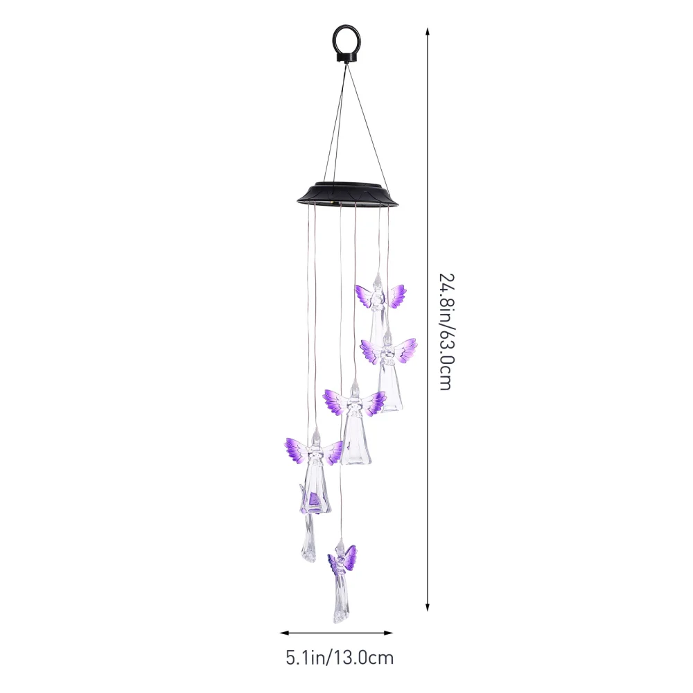 1pc Angel Shape Wind Chime Light Solar Garden Hanging Wind Bell Lights