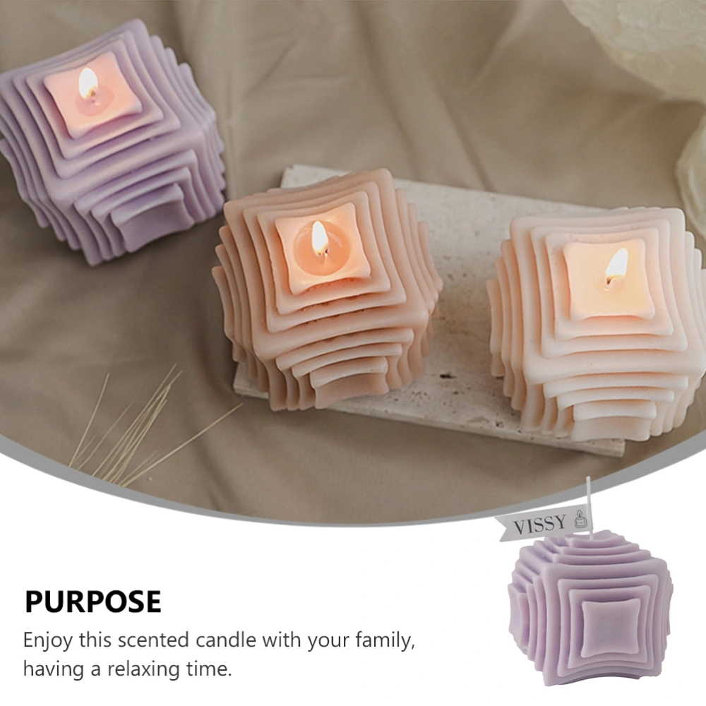 1pc 3D Square Aromatherapy Candle Ornament Home Scented Candle Desktop Adornment