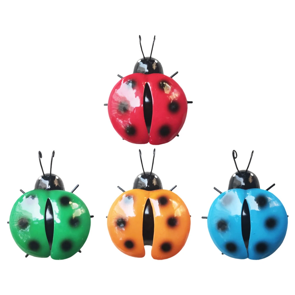 4Pcs Iron Outdoor Garden Crafts Home Garden Adornments Ladybird Shape Ornament