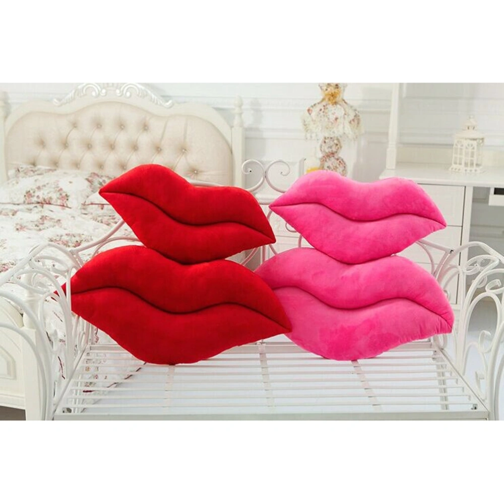 50cm Home Decorative Pillow for Sofa Sexy Big Red Lips Couple Gift Short Plush PP Cotton Filled Cushion(Pink)