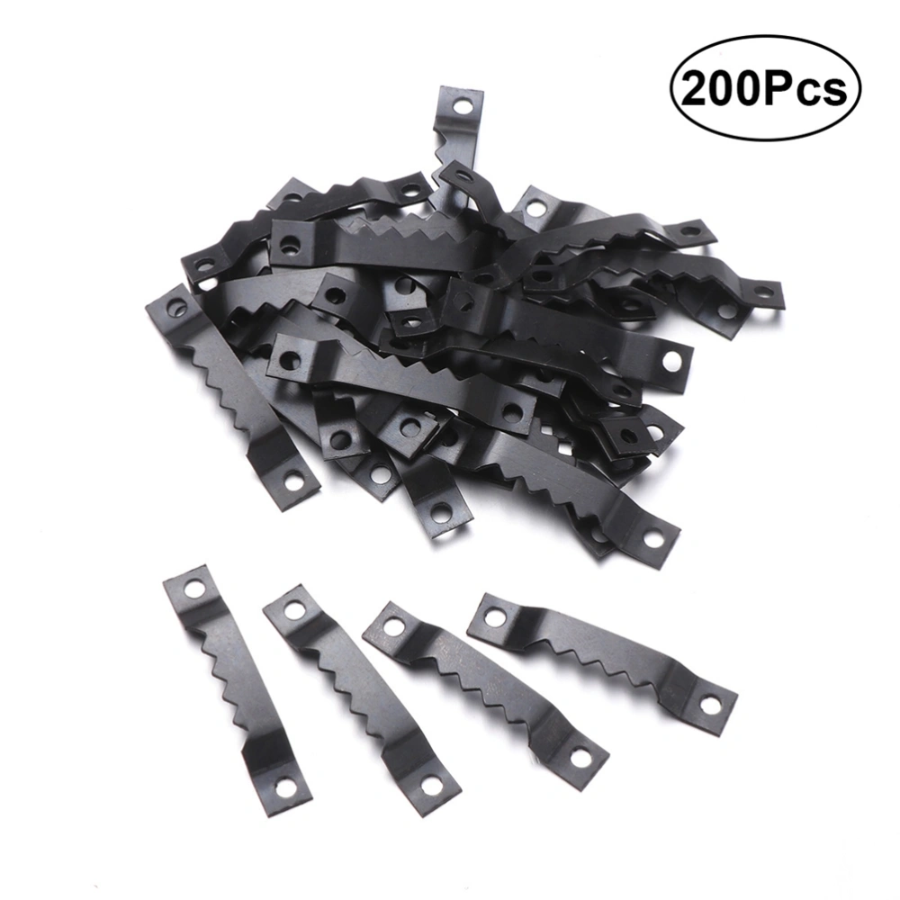 200pcs Double Hole Picture Photo Frame Tooth Hooks Hangers Frame Accessories (Black)