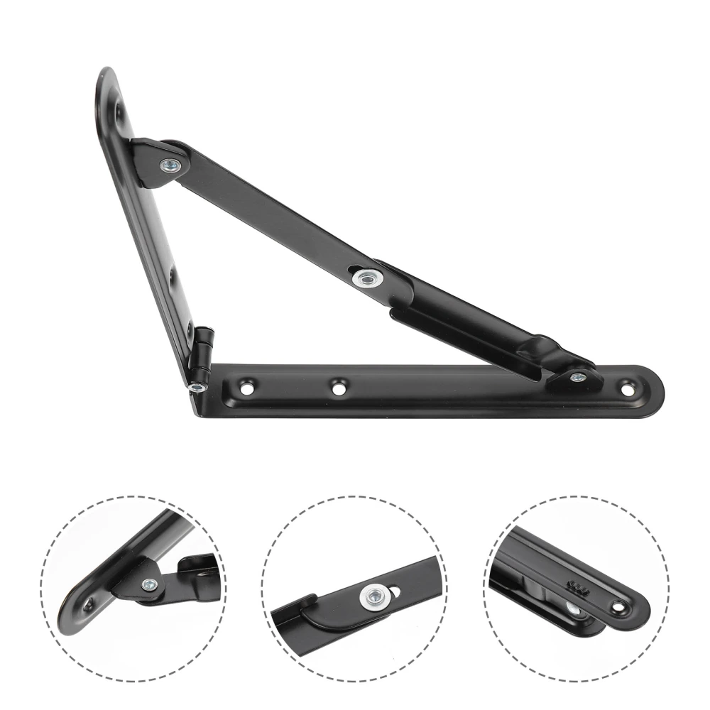 2pcs Wall Bracket Hinges Black Folding Brackets Collapsible Support Brackets