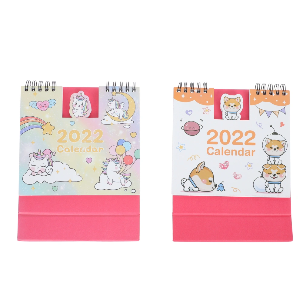 2pcs Small Desktop Calendar 2022 Decorative Calendar Planner Schedule Book