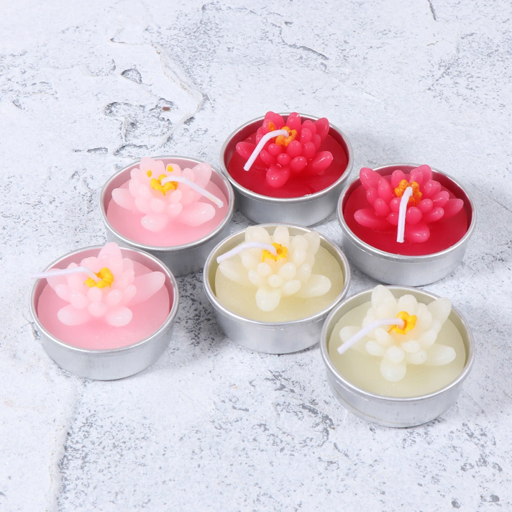 12pcs Simulation Flower Tealight Plant Candles Decorative Candle for Bedroom Party Wedding (Mixed Colors)