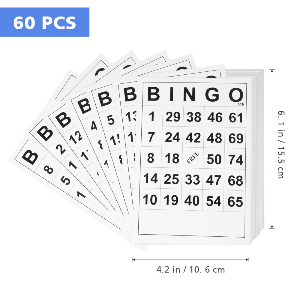 TOYANDONA 60Pcs Bingo Game Cards with Unique Numbers Family Bingo Game Accessories for Fun Intellectual Development (White)