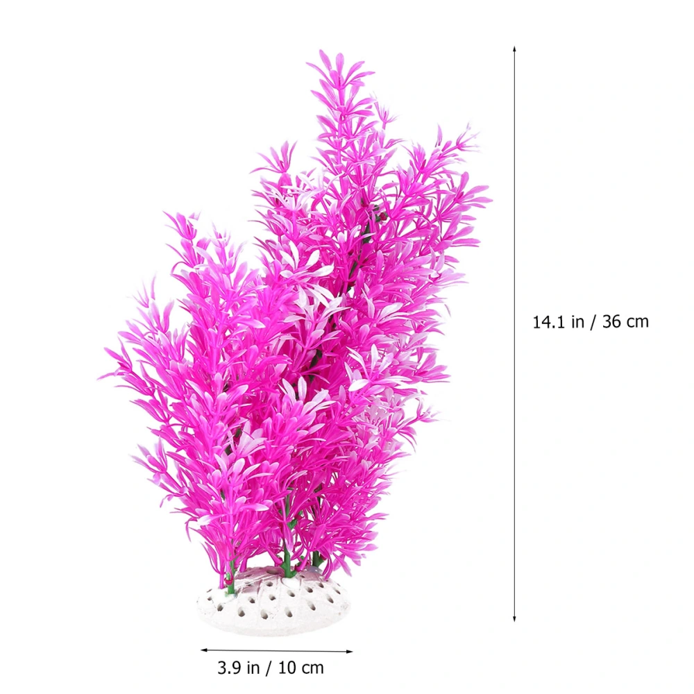 1pc Artificial Aquatic Water Grass Aquarium Plants Plastic Fish Tank Decorations Vivid Simulation Plant for Fish Tank Decor (White Purple)