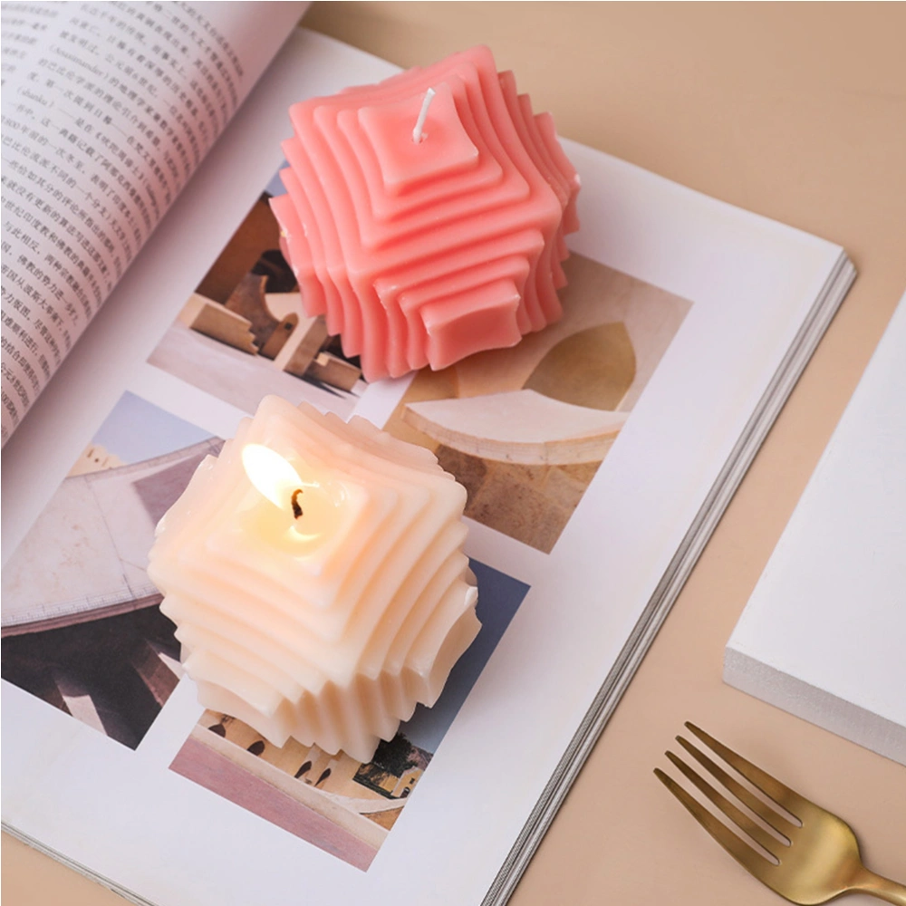 1pc 3D Square Aromatherapy Candle Ornament Home Scented Candle Desktop Adornment