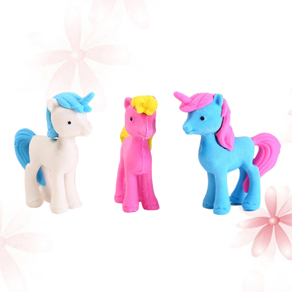 20pcs Unicorn Eraser Cartoon Eraser Creative Stationery Gift School Supplies Classroom Rewards for Kids Students (Random Color)