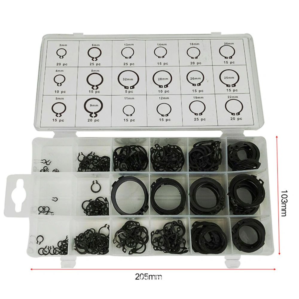 300 Pcs External Snap Ring Assortment Kit Set Circlip 18 Sizes Retaining Ring (Black)