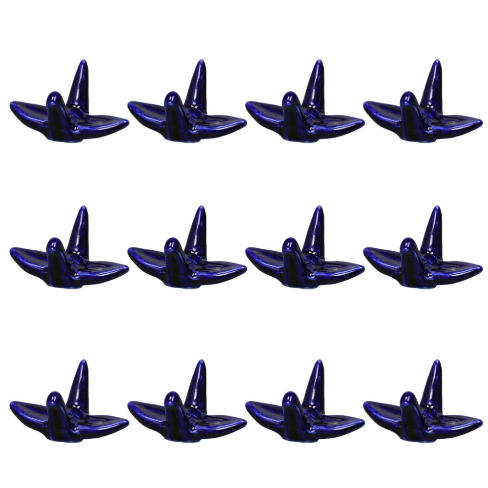 12 Pcs Lovely Paper Crane Shape Ceramic Rack Chopsticks Rest Pillow Holder Household Hotel Tableware Decoration for Banquet Dining (Navy)