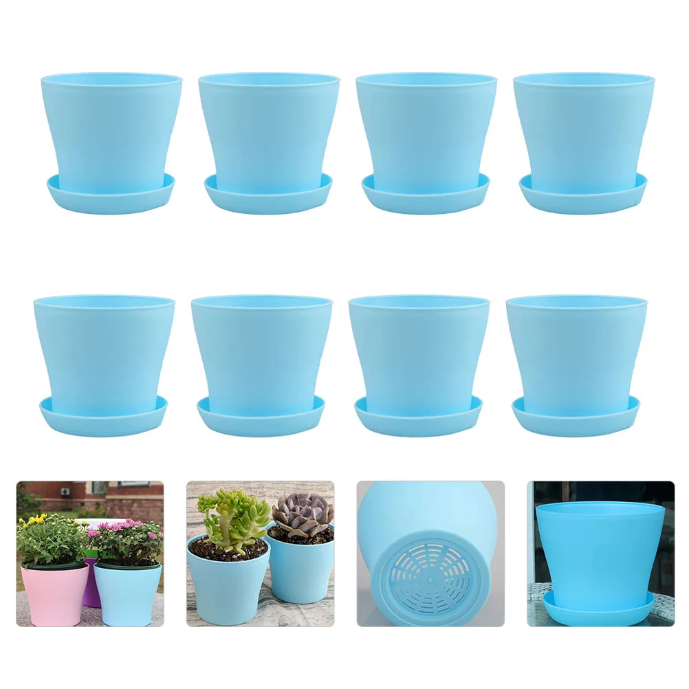8pcs Simple Plastic Plant Pot Garden Flower Planter Plastic Plant Nursery Pots