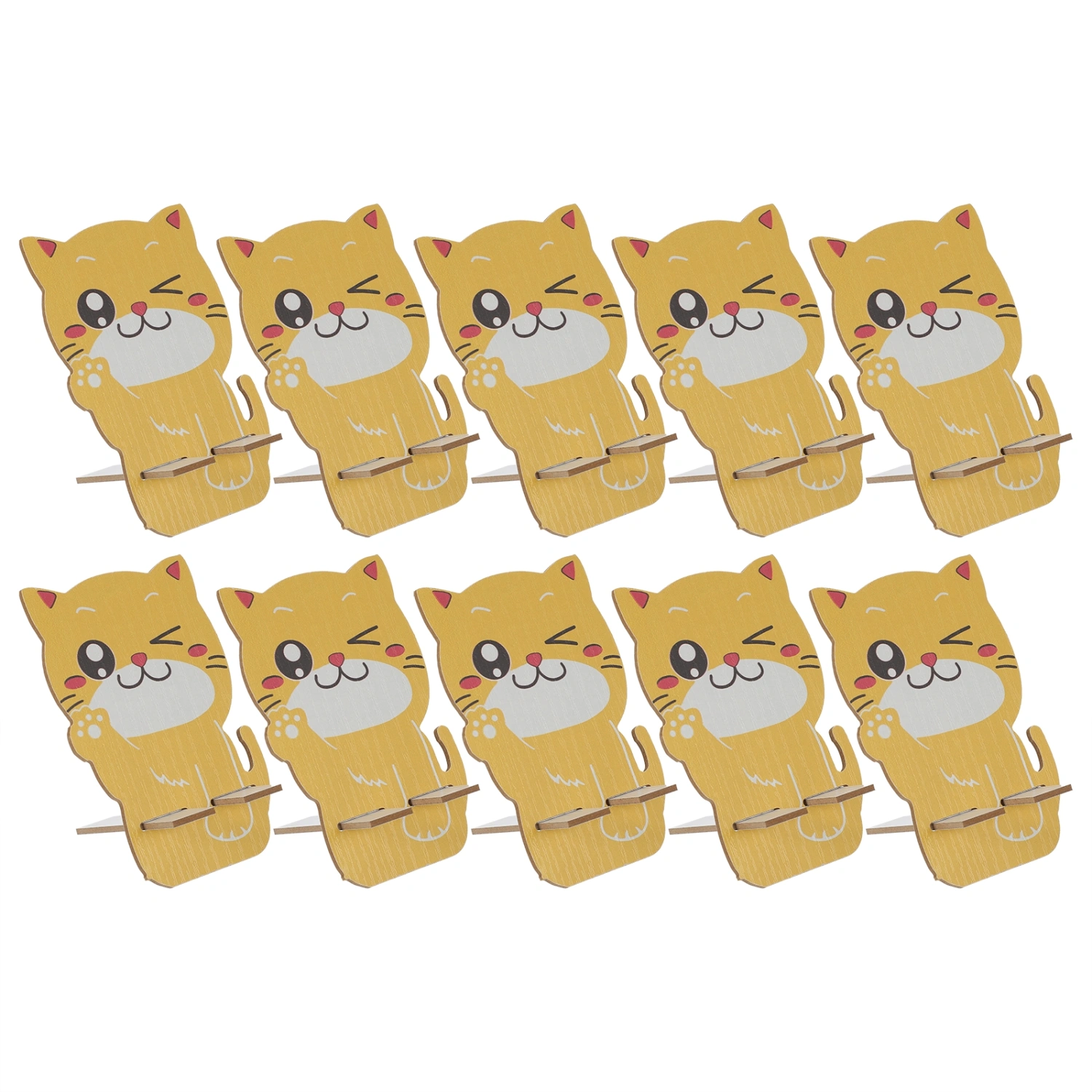 10pcs Wooden Cell Phone Stands Mobile Phone Holders Cartoon Tiger Shaped Racks