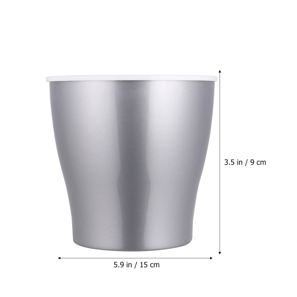 2pcs Plastic Lazy Flower Pot Creative Gardening Planter Self Watering Plant Holder Water Storage Pot for Home (Silver, Middle Size)