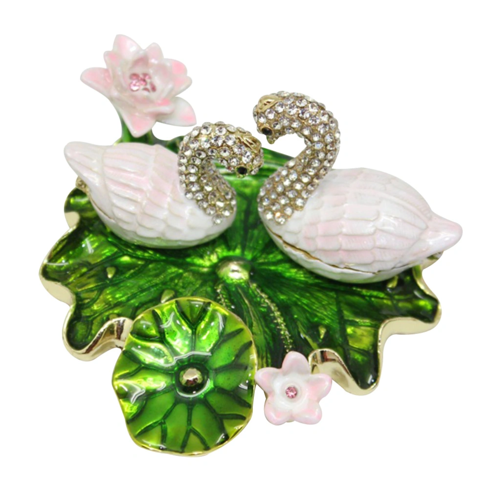 Home Jewelry Storage Box Swan Shaped Earring Holder Alloy Desktop Swan Adorn