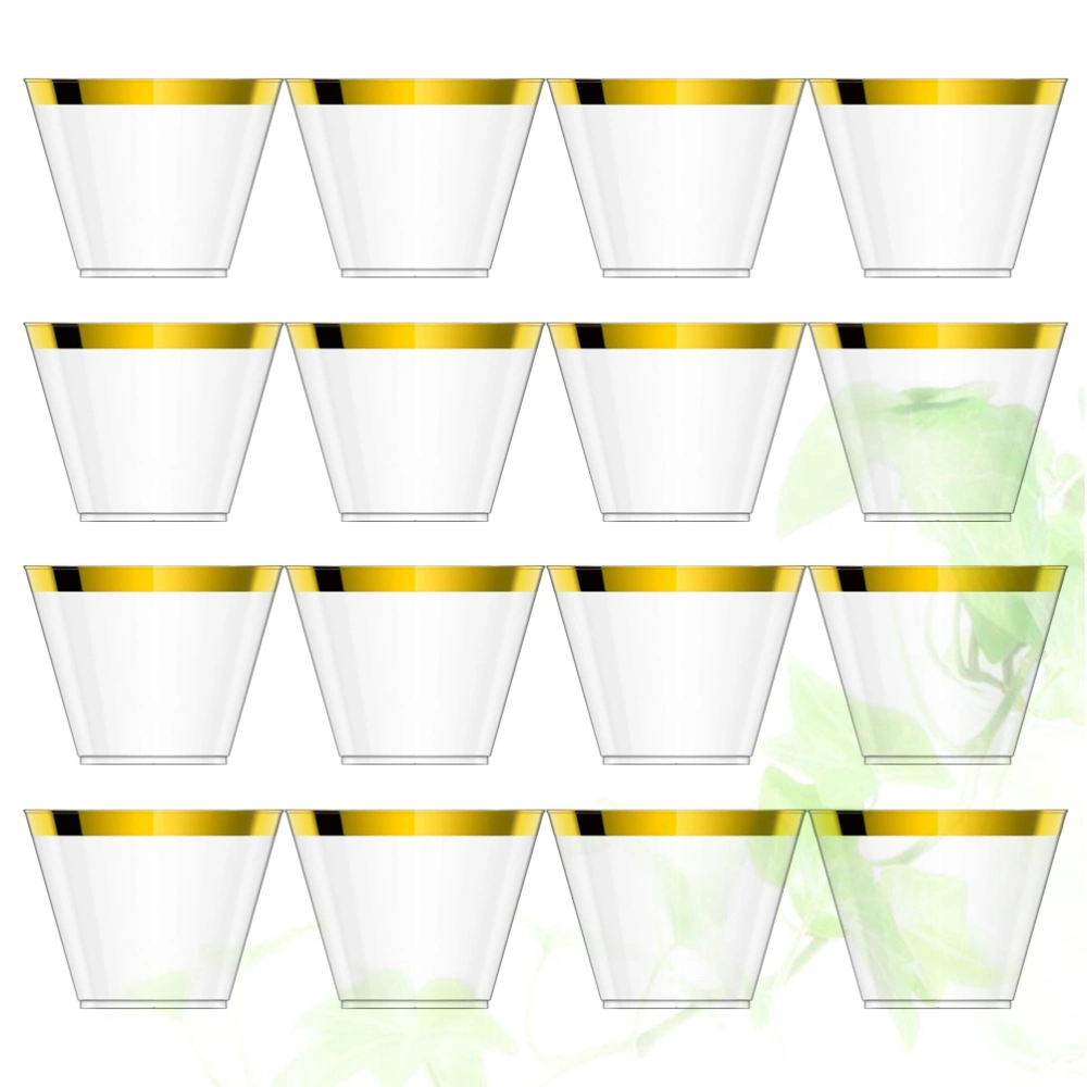 25pcs Golden Plastic Party Cups Disposable Cups Picnic Drinking Mugs Party Supplies for Wedding Birthday