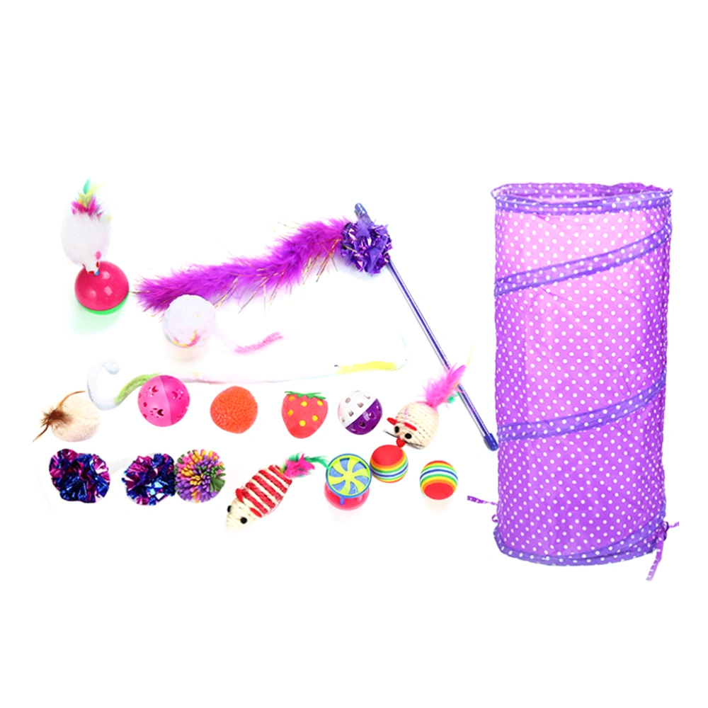 1 Set Cat Toys Set Feather Teaser String Ball Plastic Bell Ball Pet Toys Ball Rings Cats Pet Supplies