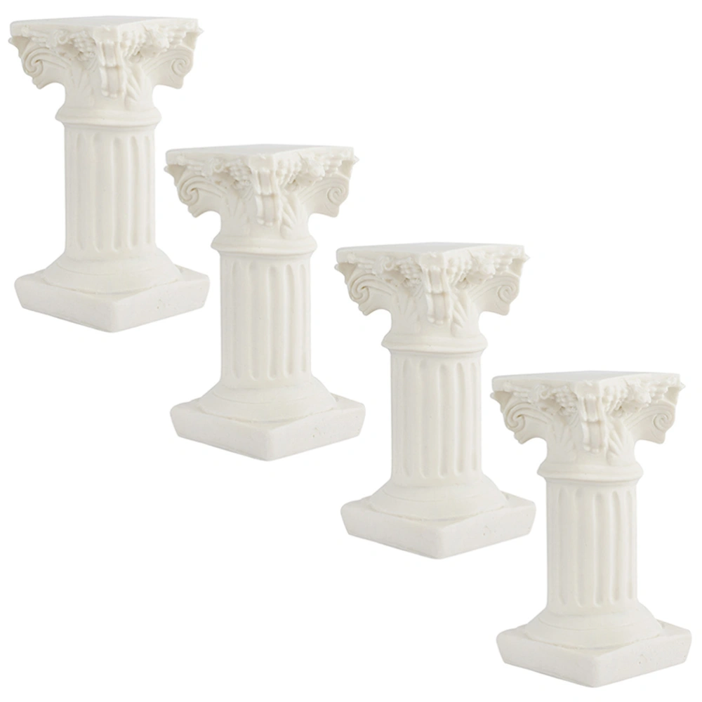 4Pcs Mini House Decorative Pillar Model Resin Mini Pillar Decor Mini House Model Accessories