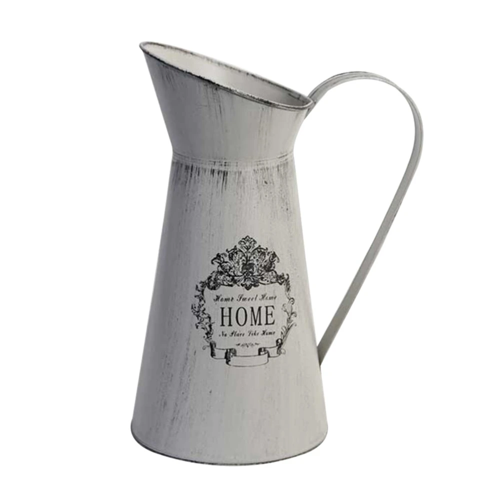 Creative Shabby Chic Rustic Style Iron Metal Jug Pitcher Portable Flower Vase Can Pot for Home Wedding Party Decoration