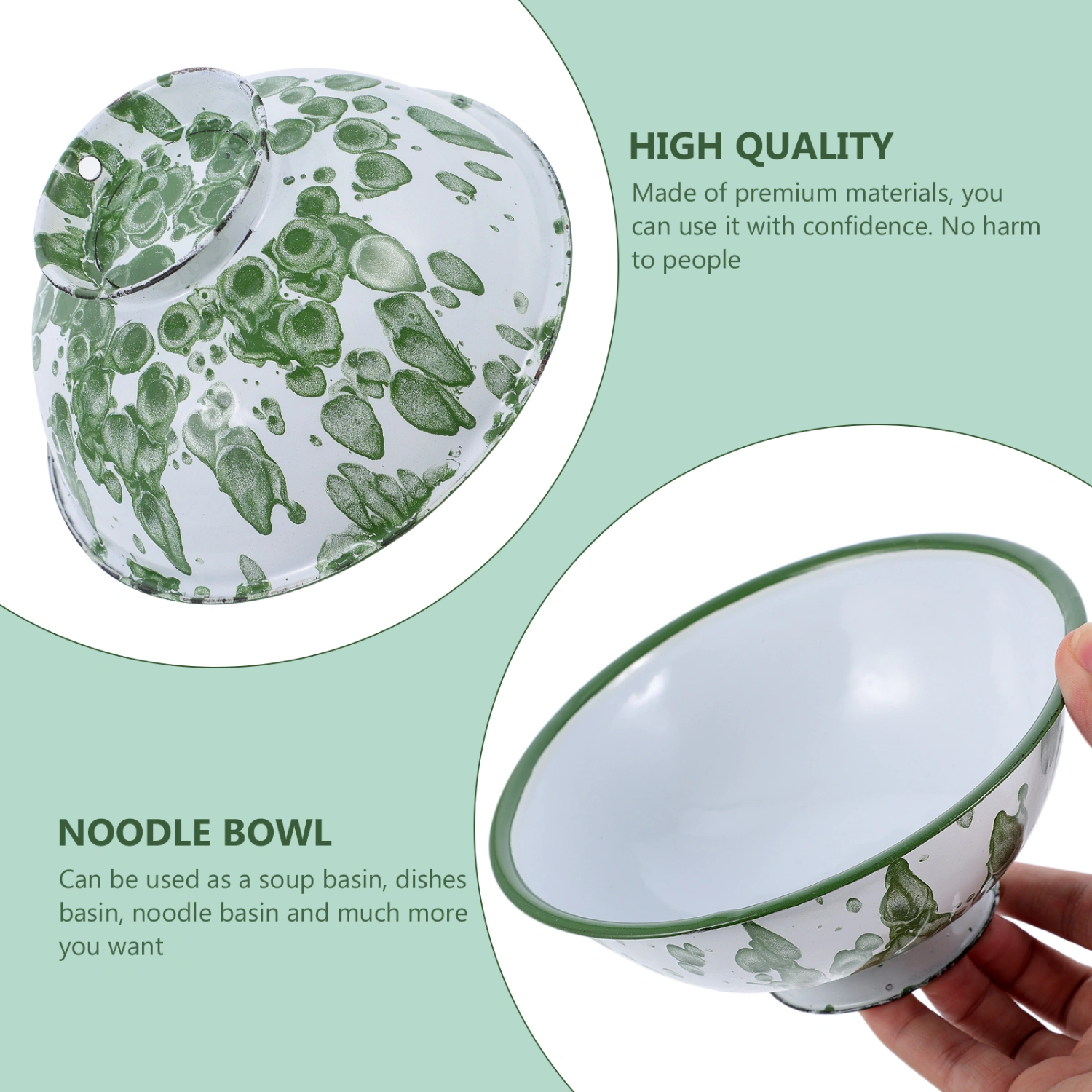 2 Pcs Multipurpose Storage Bowls Household Iron Enamel Bowls for Table