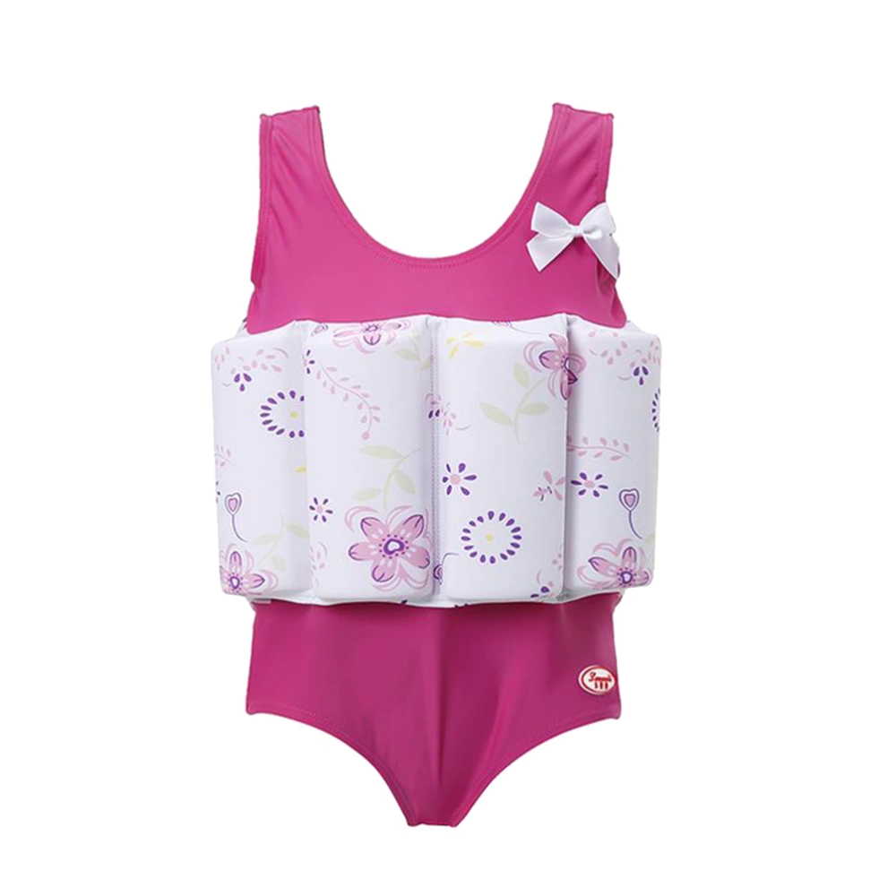 Floral Pattern Float Suit Toddler Swimsuit Kids Swim Training Aid Vest Suit with Removable Buoyancy Float for Toddler Girls Size L