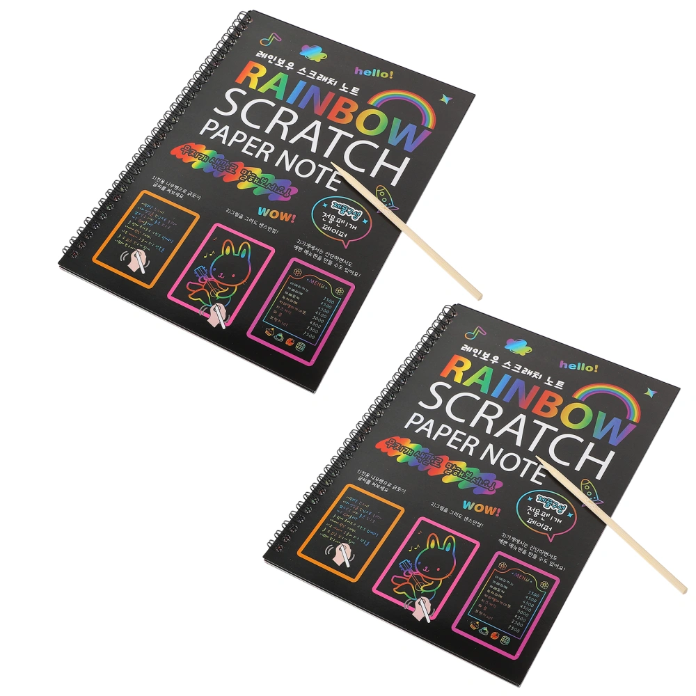 2Pcs Scratch Books DIY Scratch Paper Graffiti Paper Crafts Drawing Paper Sheets