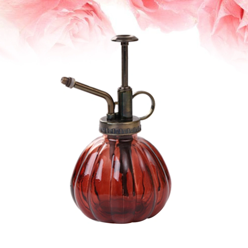 Pumpkin Shaped Retro Colored Glass Watering Pot Antique Plastic Bronze Style Sprayer Crafts Can Bottle for Home Hotel Garden (Wine Red)