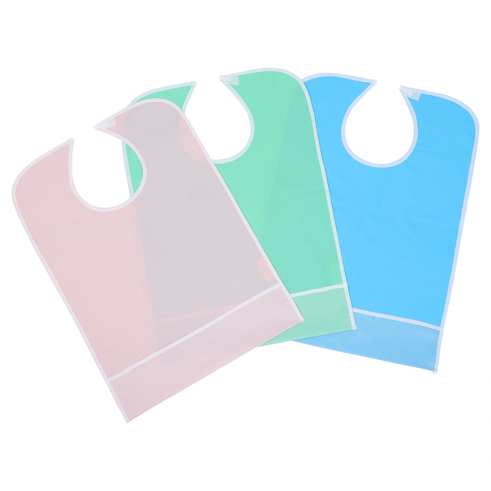 3Pcs Adults Bib Old People Eating Bib Waterproof Feeding Aprons (Assorted Color)