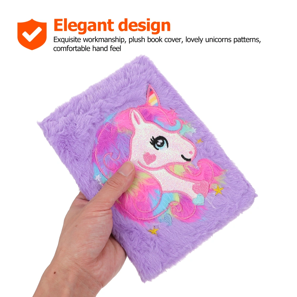 Unicorns Pattern Notepad Plush Cover Notebook Decorative Diary Scrapbook Stationery