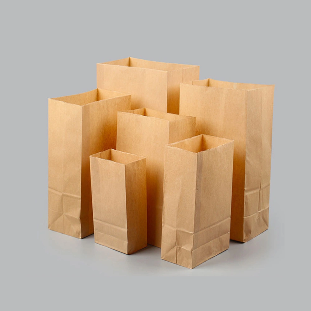 30 Pcs Kraft Paper Bakery Bags Gift Candy Treat Bags Sacks Kraft Paper Breakfast Bag Baked Bread Food Paper Bag with 10 Sheets Stickers