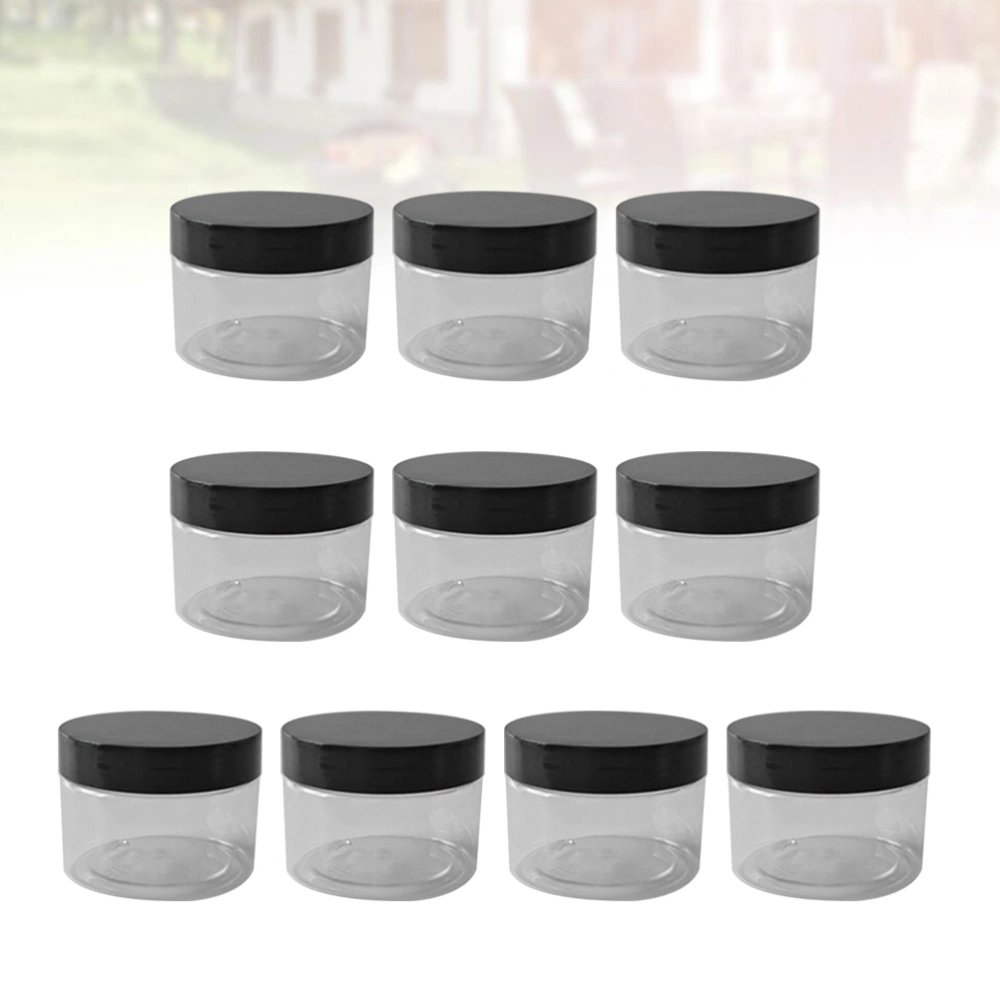 10pcs 120ml Plastic Cosmetic Container Portable Travel Empty Cream Jar with Black Lid